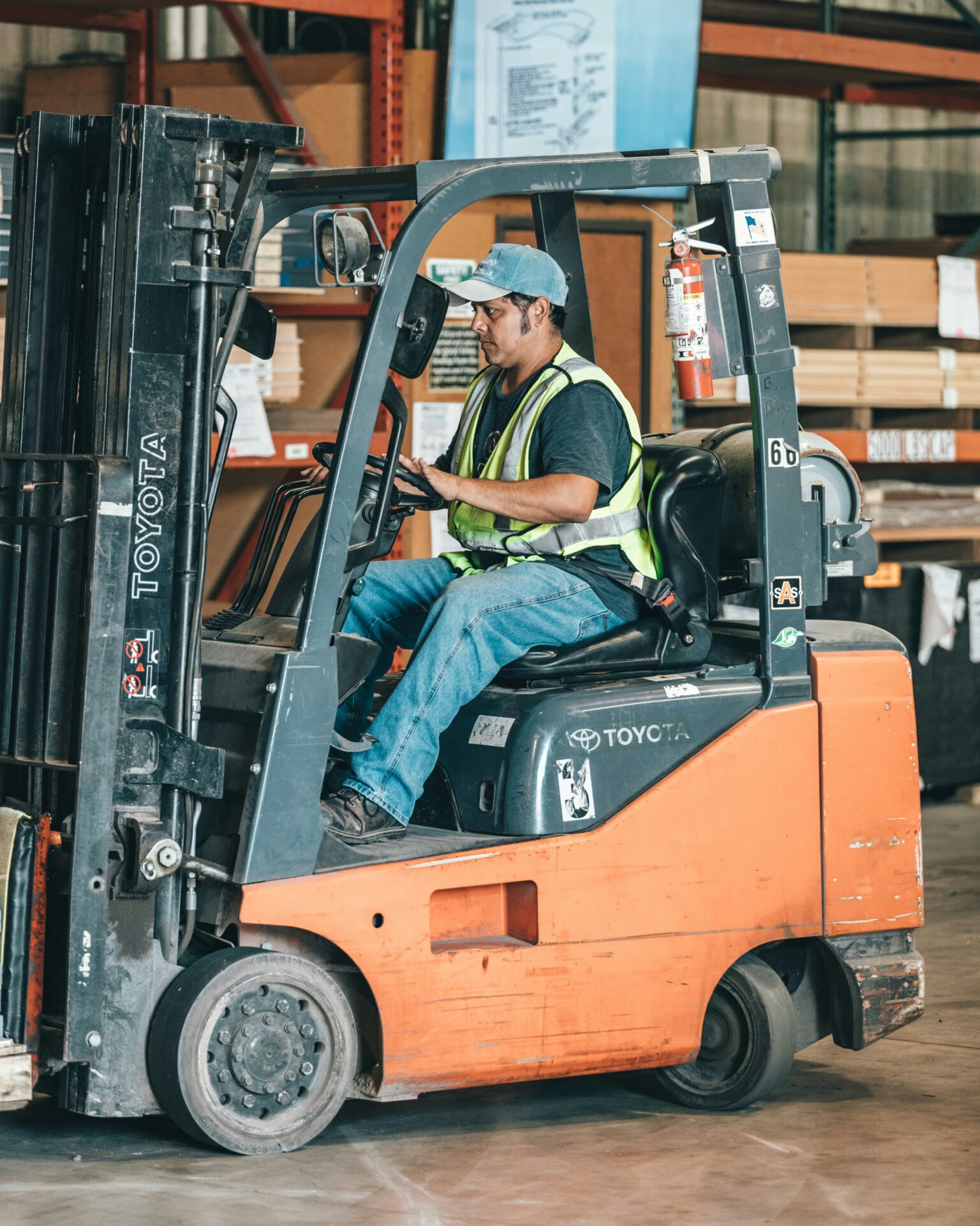 forklift propane moving inventory warehouse